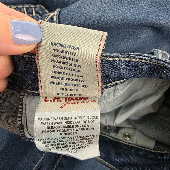 Vintage Y2K‎ L.A. Idol Dark Wash Mid Rise Bedazzled Bootcut Denim Jeans Size 13 - Picture 10 of 15